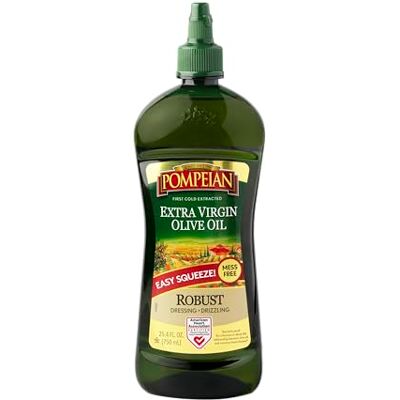 Pompeian Facile da spremere, robusto olio extravergine di oliva, primo spremuto a freddo, sapore pieno, senza disordine, perfetto per condimenti per insalata e marinate, 25,4 Fl Oz., bottiglia a Pompeian Facile da spremere, robusto olio extravergine di oliva, primo spremuto a freddo, sapore pieno, senza disordine, perfetto per condimenti per insalata e marinate, 25,4 Fl Oz., bottiglia a