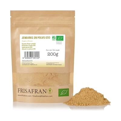 FRISAFRAN Polvere di zenzero BIO Zenzero in polvere zenzero macinato Digestivo Fonte di energia Zenzero naturale Zenzero disidratato senza zucchero Zenzero secco Origine India 200g FRISAFRAN Polvere di zenzero BIO Zenzero in polvere zenzero macinato Digestivo Fonte di energia Zenzero naturale Zenzero disidratato senza zucchero Zenzero secco Origine India 200g