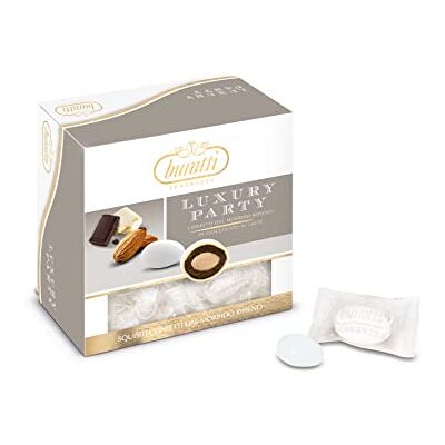Buratti Confetti alla Mandorla Ricoperta di Cioccolato, Tenerezze Vassoio Bianco 500 g Buratti Confetti alla Mandorla Ricoperta di Cioccolato, Tenerezze Vassoio Bianco 500 g
