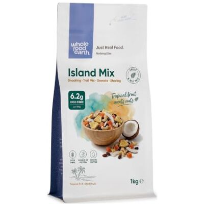Wholefood Earth Island Mix – Mix di frutta essiccata e frutta secca, 1 kg, senza OGM, fonte di fibre e proteine Wholefood Earth Island Mix – Mix di frutta essiccata e frutta secca, 1 kg, senza OGM, fonte di fibre e proteine