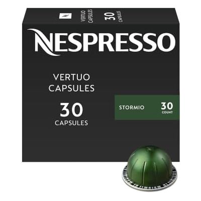 Nespresso Capsules VertuoLine, Stormio, Dark Roast Coffee, 30 Count Coffee Pods, Brews 7.8oz Nespresso Capsules VertuoLine, Stormio, Dark Roast Coffee, 30 Count Coffee Pods, Brews 7.8oz