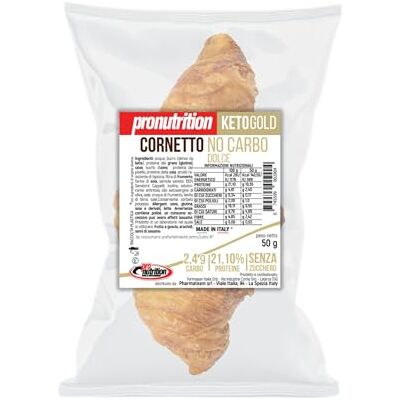 PRONUTRITION CORNETTO KETO NOCARBO 50g Cornetto dolce per una dieta keto, con solo 2 grammi di carboidrati a porzione PRONUTRITION CORNETTO KETO NOCARBO 50g Cornetto dolce per una dieta keto, con solo 2 grammi di carboidrati a porzione