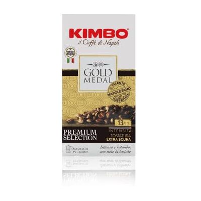 Kimbo Caffè Macinato Gold Medal, 250g 1 Confezione da 250 g di Caffè Ideale per Moka, Intensità 12/13, Tostatura Extra-Scura Kimbo Caffè Macinato Gold Medal, 250g 1 Confezione da 250 g di Caffè Ideale per Moka, Intensità 12/13, Tostatura Extra-Scura