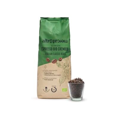 Altromercato – Caffè Espresso Bio Cremoso in grani – Caffè biologico arabica e robusta da America Latina e India – Tostatura media lenta – 1 kg Altromercato – Caffè Espresso Bio Cremoso in grani – Caffè biologico arabica e robusta da America Latina e India – Tostatura media lenta – 1 kg