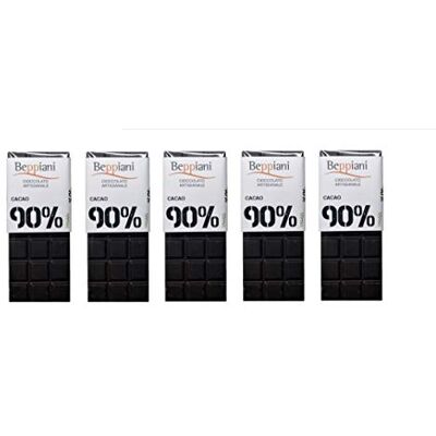Beppiani 5 Tavolette di finissimo cioccolato fondente artigianale made in Italy cioccolato dark extra dark (90% Cacao) Beppiani 5 Tavolette di finissimo cioccolato fondente artigianale made in Italy cioccolato dark extra dark (90% Cacao)