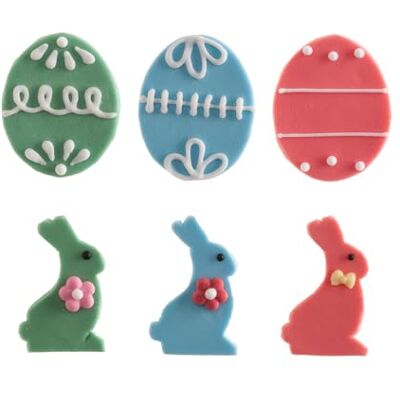 dekora Decorazioni pasquali in zucchero per torte, assortimento uova e coniglietti, 48 pezzi, decorazioni commestibili senza glutine per torte, cupcake e biscotti dekora Decorazioni pasquali in zucchero per torte, assortimento uova e coniglietti, 48 pezzi, decorazioni commestibili senza glutine per torte, cupcake e biscotti