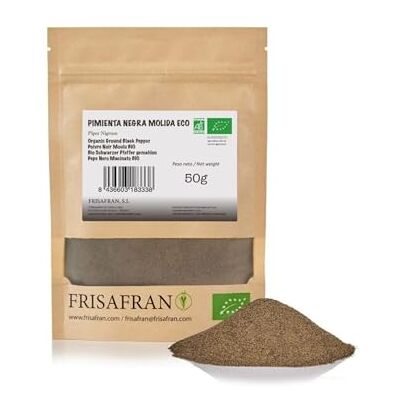 FRISAFRAN Pepe nero macinato Bio 50g Pepe puro Pepe nero macinato in Grani 100% ecologico e naturale Sapore Intenso Stufati, salse, insalate ideali Senza additivi Pepe macinato vegano FRISAFRAN Pepe nero macinato Bio 50g Pepe puro Pepe nero macinato in Grani 100% ecologico e naturale Sapore Intenso Stufati, salse, insalate ideali Senza additivi Pepe macinato vegano