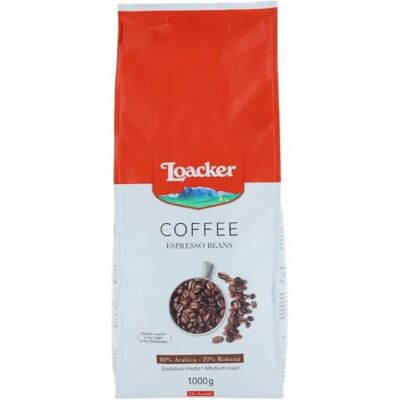 Loacker Caffè in Grani con Miscela di 80% Arabica e 20% Robusta, Ideale per Macchina Caffè e per Macinacaffè Elettrico, Aroma Intenso, 1 Confezione da 1kg Loacker Caffè in Grani con Miscela di 80% Arabica e 20% Robusta, Ideale per Macchina Caffè e per Macinacaffè Elettrico, Aroma Intenso, 1 Confezione da 1kg