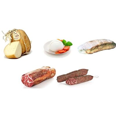 ALMA FOOD SALUMI E FORMAGGI TIPICI CAMPANI-BOX "PULCINELLA"-MOZZARELLA DI BUFALA SALAME NAPOLI PROVOLONE DEL MONACO CAPOCOLLO PANE NAPOLETANI-4 KG ALMA FOOD SALUMI E FORMAGGI TIPICI CAMPANI-BOX "PULCINELLA"-MOZZARELLA DI BUFALA SALAME NAPOLI PROVOLONE DEL MONACO CAPOCOLLO PANE NAPOLETANI-4 KG