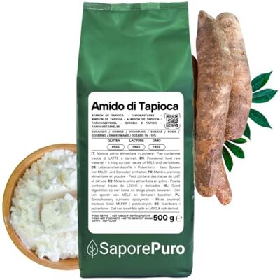SaporePuro Amido di Tapioca 500 g – Senza Glutine – Addensante Naturale per Creme, Salse, Dolci e Gelati SaporePuro Amido di Tapioca 500 g – Senza Glutine – Addensante Naturale per Creme, Salse, Dolci e Gelati