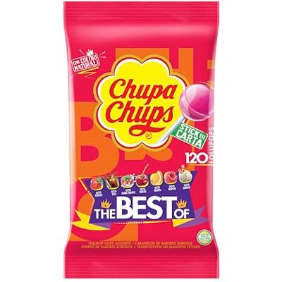 Chupa Chups The Best Of, Lollipop, Gusto Frutti Assortiti, Busta da 120 Lecca Lecca, Ottime da condividere con Amici, Regalo Fine Festa Chupa Chups The Best Of, Lollipop, Gusto Frutti Assortiti, Busta da 120 Lecca Lecca, Ottime da condividere con Amici, Regalo Fine Festa