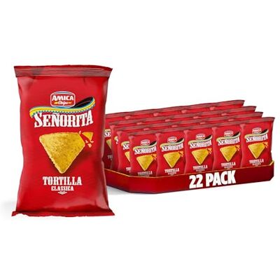 Amica Chips Senorita Tortilla Classica, 10 Confezioni da 450g Patatine Messicane Cotte a Fiamma Viva, Ricetta Originale con Farina di Mais Masa Amica Chips Senorita Tortilla Classica, 10 Confezioni da 450g Patatine Messicane Cotte a Fiamma Viva, Ricetta Originale con Farina di Mais Masa