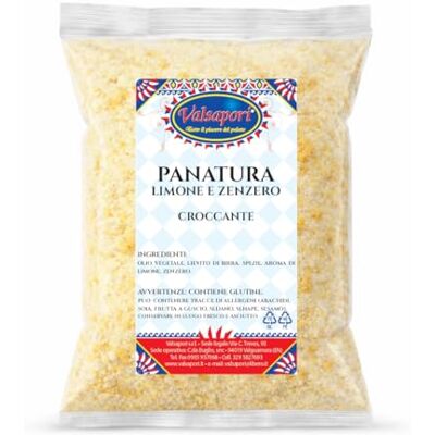 HOME LINE Panatura Limone e Zenzero, per pesce e verdure, 500 g Miscela con aroma di limone, zenzero, spezie, olio vegetale e lievito di birra, dal profilo agrumato e speziato. HOME LINE Panatura Limone e Zenzero, per pesce e verdure, 500 g Miscela con aroma di limone, zenzero, spezie, olio vegetale e lievito di birra, dal profilo agrumato e speziato.