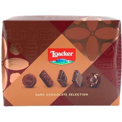 Loacker , Dark Chocolate Selection, Idea Regalo Mix Wafer Fondente, 173,5g Confezione Regalo con 18 Delizie Assortite di Wafer al Cioccolato Fondente con Crema alla Nocciola Loacker , Dark Chocolate Selection, Idea Regalo Mix Wafer Fondente, 173,5g Confezione Regalo con 18 Delizie Assortite di Wafer al Cioccolato Fondente con Crema alla Nocciola