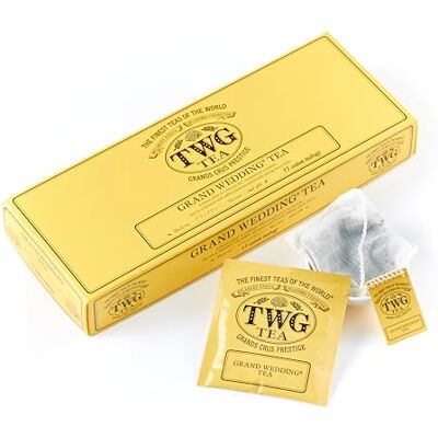 TWG Tea Grand Wedding Tea Tè Nero Girasoli e Frutti Esotici 15 Bustine di Tè in Cotone Cucite a Mano Set Regalo TWG Tea Grand Wedding Tea Tè Nero Girasoli e Frutti Esotici 15 Bustine di Tè in Cotone Cucite a Mano Set Regalo