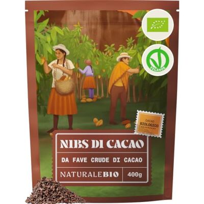 NaturaleBio Cacao Nibs Bio Crudi Alternativa alle Gocce 400 g. Cacao nibs puri da cacao Theobroma per smoothie, bowl, dolci e snack. NaturaleBio Cacao Nibs Bio Crudi Alternativa alle Gocce 400 g. Cacao nibs puri da cacao Theobroma per smoothie, bowl, dolci e snack.