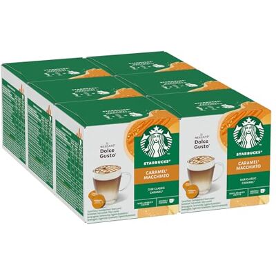 Starbucks Caramel Macchiato by Nescafé Dolce Gusto Latte Caramello e Caffè, 6 confezioni da 12 capsule (72 capsule compatibili Nescafé Dolce Gusto) Starbucks Caramel Macchiato by Nescafé Dolce Gusto Latte Caramello e Caffè, 6 confezioni da 12 capsule (72 capsule compatibili Nescafé Dolce Gusto)