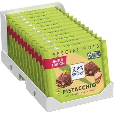 Ritter Sport Pistacchio, Cioccolato al Latte, 12 Pezzi x 100g Ritter Sport Pistacchio, Cioccolato al Latte, 12 Pezzi x 100g