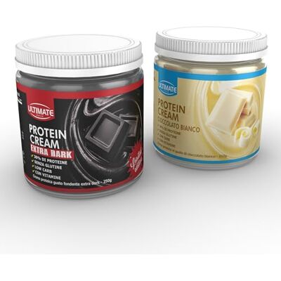 ULTIMATE ITALIA 2 protein cream gusti misti (1 fondente extra dark + 1 cioccolato bianco) Senza glutine Low carb 2x250g ULTIMATE ITALIA 2 protein cream gusti misti (1 fondente extra dark + 1 cioccolato bianco) Senza glutine Low carb 2x250g