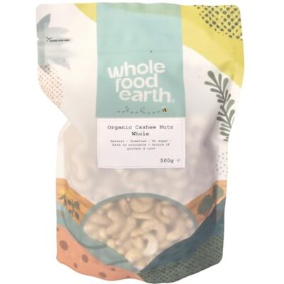 Wholefood Earth Anacardi biologici interi, 500 g, crudi, senza OGM, vegani, fonte di proteine, da coltivazione biologica controllata Wholefood Earth Anacardi biologici interi, 500 g, crudi, senza OGM, vegani, fonte di proteine, da coltivazione biologica controllata