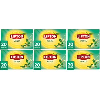 Lipton alla Menta, infuso naturalmente senza caffeina, Infusi alla frutta ed erbe, Confezionati singolarmente, 120 filtri (6 confezioni da 20 filtri) Lipton alla Menta, infuso naturalmente senza caffeina, Infusi alla frutta ed erbe, Confezionati singolarmente, 120 filtri (6 confezioni da 20 filtri)