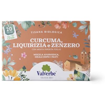 VALVERBE Tisane Liquirizia Curcuma e Zenzer Biologico 20 Filtri Pacco da 6 120 g VALVERBE Tisane Liquirizia Curcuma e Zenzer Biologico 20 Filtri Pacco da 6 120 g