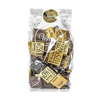 Venchi Cioccolatini Blend Assortiti in Sacchetto 300g Cioccolato Fondente in Versioni 75%, 60%, 85%, 100% Senza Glutine Venchi Cioccolatini Blend Assortiti in Sacchetto 300g Cioccolato Fondente in Versioni 75%, 60%, 85%, 100% Senza Glutine