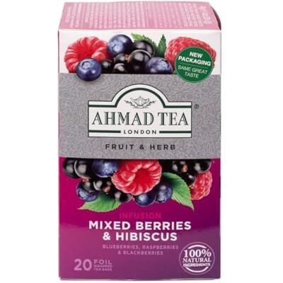 Ahmad Tea Infuso Frutti di Bosco e Ibisco Tisana alla Frutta con More, Mirtilli, Lamponi e Rosa Canina 6 Confezioni x 20 Bustine Ahmad Tea Infuso Frutti di Bosco e Ibisco Tisana alla Frutta con More, Mirtilli, Lamponi e Rosa Canina 6 Confezioni x 20 Bustine