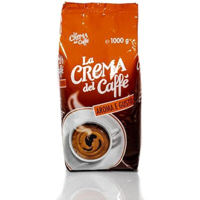 La Crema del Caffè Aroma e Gusto, Caffè in Grani 1kg dagli Aromi Intensi di Pane Tostato e Cacao Amaro con Note Speziate, Miscela Arabica e Tostatura Scura La Crema del Caffè Aroma e Gusto, Caffè in Grani 1kg dagli Aromi Intensi di Pane Tostato e Cacao Amaro con Note Speziate, Miscela Arabica e Tostatura Scura