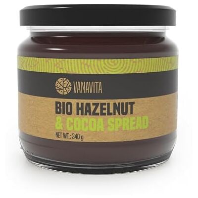 VanaVita Crema di Nocciole & Cacao BIO 340 g, Crema alle Nocciole Arricchita con Burro di Cacao e Zucchero di Canna, Ricca di Proteine e Grassi Sani, Gusto Delizioso di Torrone, Adatta per i Vegani VanaVita Crema di Nocciole & Cacao BIO 340 g, Crema alle Nocciole Arricchita con Burro di Cacao e Zucchero di Canna, Ricca di Proteine e Grassi Sani, Gusto Delizioso di Torrone, Adatta per i Vegani