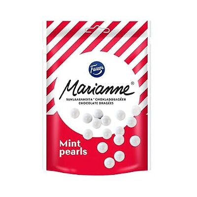 Fazer Marianne Minttusuklaa Suklaahelmi 150 g Perle di Cioccolato Fondente Finlandese con Guscio Croccante alla Menta (Busta Richiudibile) Fazer Marianne Minttusuklaa Suklaahelmi 150 g Perle di Cioccolato Fondente Finlandese con Guscio Croccante alla Menta (Busta Richiudibile)