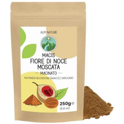 Alpi Nature Macis Spezia in Polvere 250g, Mace in Polvere Fiore di Noce Moscata per Cucinare e Preparare Dolci, ideali per Pasticcini, Stufati, Salse, Formaggi e Miscele di Spezie Alpi Nature Macis Spezia in Polvere 250g, Mace in Polvere Fiore di Noce Moscata per Cucinare e Preparare Dolci, ideali per Pasticcini, Stufati, Salse, Formaggi e Miscele di Spezie