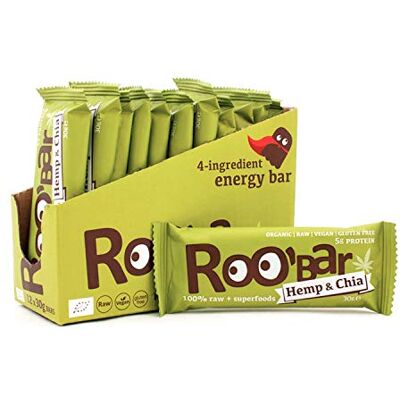 ROOBAR Barretta Proteica Canapa-Senza Latticini e Senza Glutine, 100% Organica, Vegana, Cruda, Superalimenti, Senza l'aggiunta di zucchero raffinato-12 x 30g barretta di cibo crudo ROOBAR Barretta Proteica Canapa-Senza Latticini e Senza Glutine, 100% Organica, Vegana, Cruda, Superalimenti, Senza l'aggiunta di zucchero raffinato-12 x 30g barretta di cibo crudo
