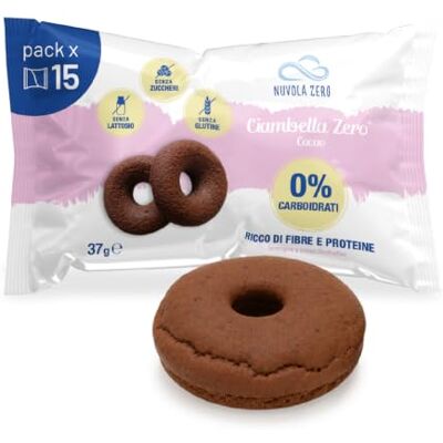Nuvolazero Nuvola Zero Ciambella Zero, Snack Proteici Senza Zucchero, Dolci Senza Glutine e Lattosio, Zero Carboidrati, al Gusto Cacao, Confezione da 15pz. Made in Italy. Nuvolazero Nuvola Zero Ciambella Zero, Snack Proteici Senza Zucchero, Dolci Senza Glutine e Lattosio, Zero Carboidrati, al Gusto Cacao, Confezione da 15pz. Made in Italy.