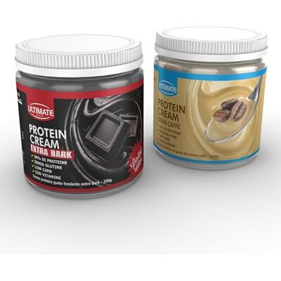 ULTIMATE ITALIA 2 protein cream gusti misti (1 fondente extra dark + 1 crema caffè) senza glutine low carb 2x250g ULTIMATE ITALIA 2 protein cream gusti misti (1 fondente extra dark + 1 crema caffè) senza glutine low carb 2x250g