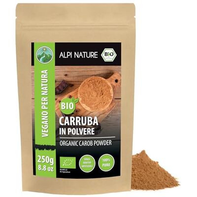 Alpi Nature Farina di Carrube BIO 250g, Baccelli di Carruba Macinati, Dolcificante Naturale per Pasticceria Alpi Nature Farina di Carrube BIO 250g, Baccelli di Carruba Macinati, Dolcificante Naturale per Pasticceria