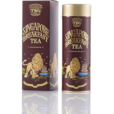 TWG Tea Singapore Breakfast Haute Couture Tè In Latta. Miscela di tè verde in foglia, in un'elegante scatola di latta Haute Couture Tea. Confezione regalo da 100 g TWG Tea Singapore Breakfast Haute Couture Tè In Latta. Miscela di tè verde in foglia, in un'elegante scatola di latta Haute Couture Tea. Confezione regalo da 100 g