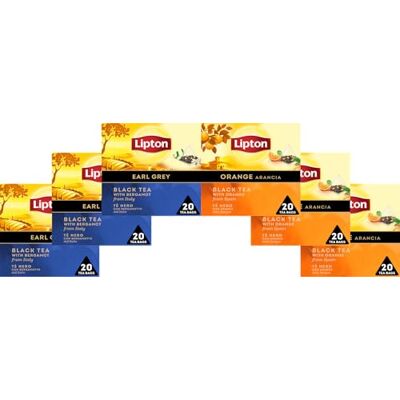 Lipton Discovery Collection Earl Grey 3confezioni, 20 filtri per confezione + Arancia 3confezioni, 20 filtri per confezione Lipton Discovery Collection Earl Grey 3confezioni, 20 filtri per confezione + Arancia 3confezioni, 20 filtri per confezione