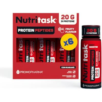PromoPharma Nutritask Shot Protein Peptides 20g Proteine al Collagene Gusto Guaranà Bevanda Energetica e Muscolare Senza Glutine e Senza Zuccheri Aggiunti Box da 6 Shot (60ml) PromoPharma Nutritask Shot Protein Peptides 20g Proteine al Collagene Gusto Guaranà Bevanda Energetica e Muscolare Senza Glutine e Senza Zuccheri Aggiunti Box da 6 Shot (60ml)