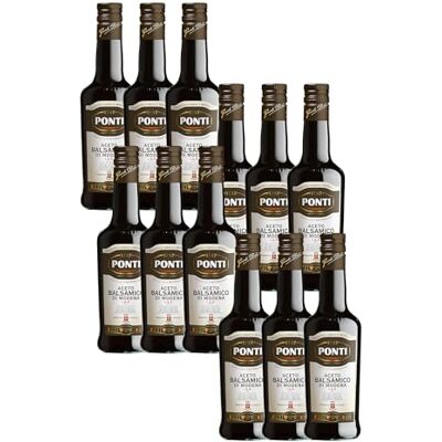 Ponti , Aceto Balsamico Modena I.G.P., Proveniente da Uve di 7 Vitigni Selezionati e Pregiato Aceto di Vino, Ideale per Insaporire Carni Rosse Crude e Cotte, 100% Made in Italy, 12 Bottiglie da 500 ml Ponti , Aceto Balsamico Modena I.G.P., Proveniente da Uve di 7 Vitigni Selezionati e Pregiato Aceto di Vino, Ideale per Insaporire Carni Rosse Crude e Cotte, 100% Made in Italy, 12 Bottiglie da 500 ml