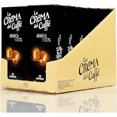 La Crema del Caffè Arabica 100%, 120 Capsule Compatibili Nespresso, Miscele Pregiate 100% Arabica dal Gusto Delicato ed Equilibrato con Note di Floreali e Fruttate La Crema del Caffè Arabica 100%, 120 Capsule Compatibili Nespresso, Miscele Pregiate 100% Arabica dal Gusto Delicato ed Equilibrato con Note di Floreali e Fruttate