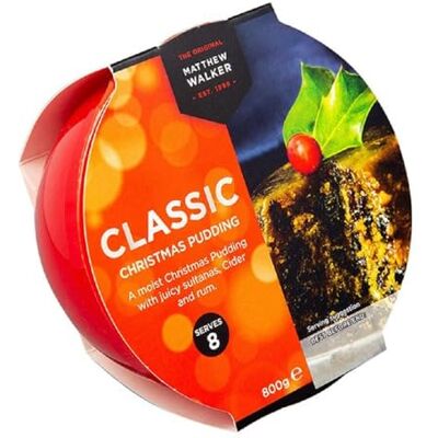 The Original Matthew Walker EST. 1899 Classico budino di Natale 800 grammi x 1 Pudding di Natale inglese tradizionale The Original Matthew Walker EST. 1899 Classico budino di Natale 800 grammi x 1 Pudding di Natale inglese tradizionale