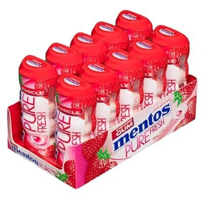 Perfetti Van Melle Mentos Gomma Fragola, Senza Zucchero 10 pezzi da 30 gr. (Totale 300 gr.) Perfetti Van Melle Mentos Gomma Fragola, Senza Zucchero 10 pezzi da 30 gr. (Totale 300 gr.)