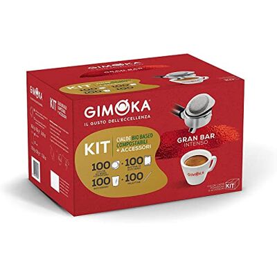 Gimoka Cialde Ese 44, Compatibili con Sistema Easy Serving Espresso, in Carta Compostabile, Gusto Gran Bar con KIT, 100 Cialde Caffè, Kit Bicchierini, Bustine e Palettine Gimoka Cialde Ese 44, Compatibili con Sistema Easy Serving Espresso, in Carta Compostabile, Gusto Gran Bar con KIT, 100 Cialde Caffè, Kit Bicchierini, Bustine e Palettine