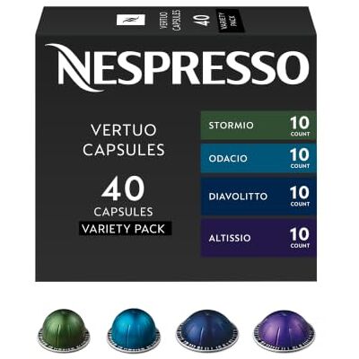 Nespresso Capsules VertuoLine , Intense Variety Pack, Dark Roast Coffee, 7.7 once, 40 Count Coffee Pods Nespresso Capsules VertuoLine , Intense Variety Pack, Dark Roast Coffee, 7.7 once, 40 Count Coffee Pods