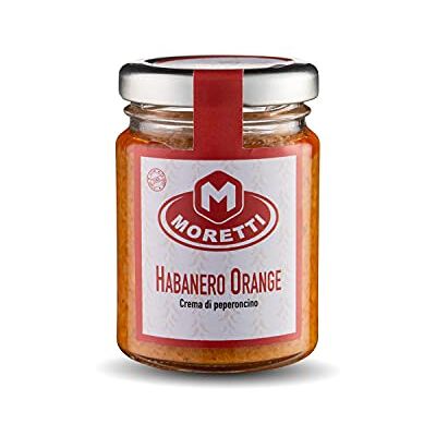 Moretti ® Crema di Peperoncino Habanero Orange Tritato Vasetto 90g 100% Naturale Piccantezza MedioAlta Peperoncini Coltivati e Lavorati in Calabria Spalmabile Cremoso (Habanero 1 Pezzo) Moretti ® Crema di Peperoncino Habanero Orange Tritato Vasetto 90g 100% Naturale Piccantezza MedioAlta Peperoncini Coltivati e Lavorati in Calabria Spalmabile Cremoso (Habanero 1 Pezzo)