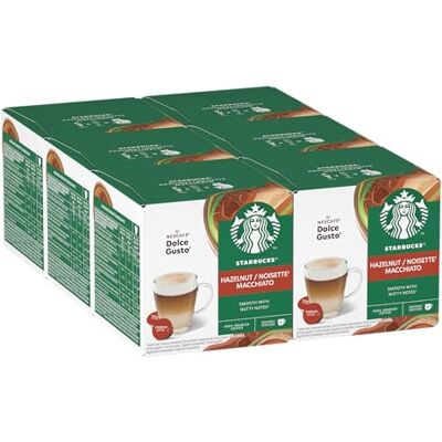 Starbucks Hazelnut Macchiato by Nescafé Dolce Gusto, 6 confezioni da 12 capsule (72 capsule compatibili Nescafé Dolce Gusto) Starbucks Hazelnut Macchiato by Nescafé Dolce Gusto, 6 confezioni da 12 capsule (72 capsule compatibili Nescafé Dolce Gusto)