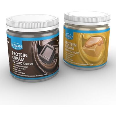 ULTIMATE ITALIA 2 protein cream gusti misti (1 cioccolato fondente + 1 caramello salato) Senza Glutine Low Carb 2x250 g ULTIMATE ITALIA 2 protein cream gusti misti (1 cioccolato fondente + 1 caramello salato) Senza Glutine Low Carb 2x250 g