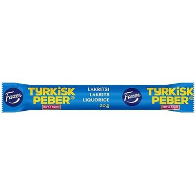Fazer Tyrkisk Peber Hot & Sour Liquorice 60 Riegel von 20 g 42 Unzen Fazer Tyrkisk Peber Hot & Sour Liquorice 60 Riegel von 20 g 42 Unzen