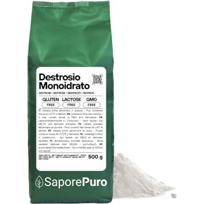 SaporePuro DESTROSIO Monoidrato 500 g Ideale per Dolci Gelati e Sorbetti SaporePuro DESTROSIO Monoidrato 500 g Ideale per Dolci Gelati e Sorbetti